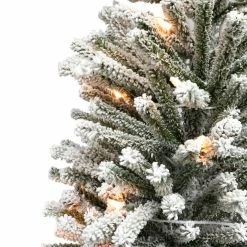 Best reviews of 🔥 6 Pack: 5ft. Pre-Lit Flocked Fir Artificial ❄ Christmas Tree with Pines Cones and 200 Lights, Green by Puleo International ✨ -Christmas Shop D393404S 2