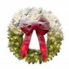 New 🎁 6 Pack: 30" Pre-Lit Half-Flocked Pine & Red Ribbon Wreath by Puleo International 🌟 -Christmas Shop D393411S 1