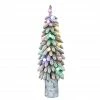Budget 👏 6 Pack: 4ft. Pre-Lit Flocked Alpine Artificial ❄ Christmas Tree in Decorative Pot, Multicolor LED Lights by Puleo International 🎁 -Christmas Shop D393418S 1