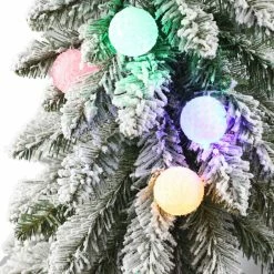 Budget 👏 6 Pack: 4ft. Pre-Lit Flocked Alpine Artificial ❄ Christmas Tree in Decorative Pot, Multicolor LED Lights by Puleo International 🎁 -Christmas Shop D393418S 2