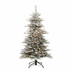 Flash Sale ✨ 6 Pack: 4.5ft. Pre-Lit Slim Flocked Aspen Fir Artificial 🎁 Christmas Tree with 200 Lights, Green by Puleo International 👍
