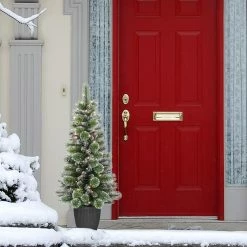 Top 10 🌟 6 Pack: 4ft. Pre-Lit Glitter Artificial 🎄 Christmas Tree in Planter, Clear Lights by Puleo International 🛒 -Christmas Shop D393459S 3