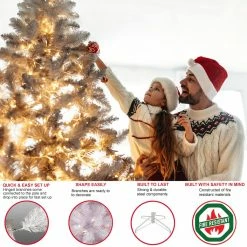 Discount 😉 6 Pack: 4.5ft. Pre-Lit White Northern Fir Artificial ❄ Christmas Tree, Clear Lights by Puleo International 🔔 -Christmas Shop D393471S 4