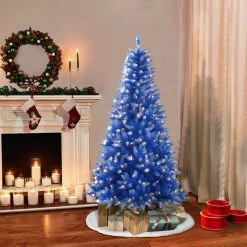 New 🤩 6 Pack: 6.5ft. Pre-Lit Fashion Blue Artificial ❄ Christmas Tree, Clear Lights by Puleo International 🎁 -Christmas Shop D393485S 3