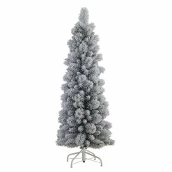 Cheapest ⌛ 6 Pack: 4.5ft. Unlit Flocked Pencil Artificial 🎅 Christmas Tree by Puleo International 🛒