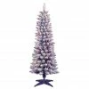 Cheapest 🛒 6 Pack: 4.5ft. Pre-Lit Flocked Fashion Purple Pencil Artificial 🎄 Christmas Tree, Clear Lights by Puleo International 💯 -Christmas Shop D393488S 1