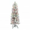 Flash Sale 🔥 6 Pack: 4.5ft. Pre-Lit Flocked Portland Pine Artificial 🔔 Christmas Tree, Multicolored Lights by Puleo International 🎁 -Christmas Shop D659576S 1