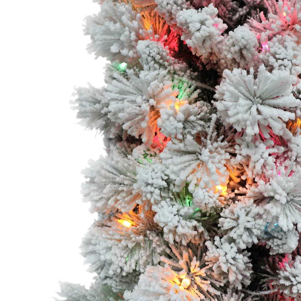 Flash Sale π₯ 6 Pack: 4.5ft. Pre-Lit Flocked Portland Pine Artificial π Christmas Tree, Multicolored Lights by Puleo International π 4 Flash Sale π₯ 6 Pack: 4.5ft. Pre-Lit Flocked Portland Pine Artificial π Christmas Tree, Multicolored Lights by Puleo International π - Image 2