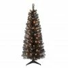 Cheap 🎁 6 Pack: 4.5ft. Pre-Lit Black Tinsel Artificial 🎁 Christmas Tree, Clear Lights by Puleo International ❤️