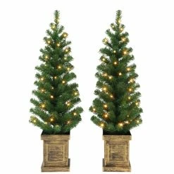 Cheapest 😍 6 Packs: 2 ct. (12 total) 3.5ft. Pre-Lit Battery Operated Artificial 🎅 Christmas Tree in Box Planter, Warm White LED Lights by Puleo International 👍