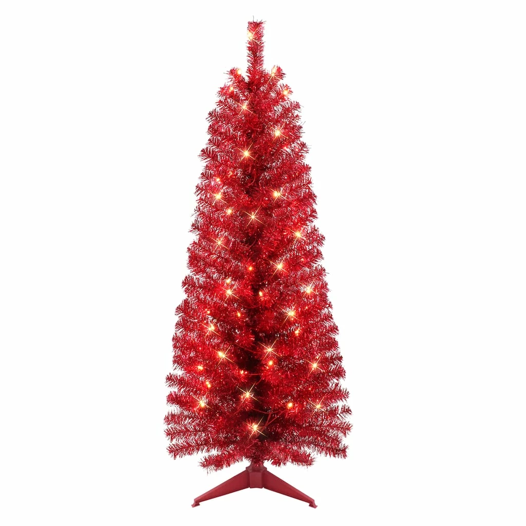 Best reviews of π 6 Pack: 4.5ft. Pre-Lit Red Tinsel Artificial π Christmas Tree, Clear Lights by Puleo International π 3 Best reviews of π 6 Pack: 4.5ft. Pre-Lit Red Tinsel Artificial π Christmas Tree, Clear Lights by Puleo International π