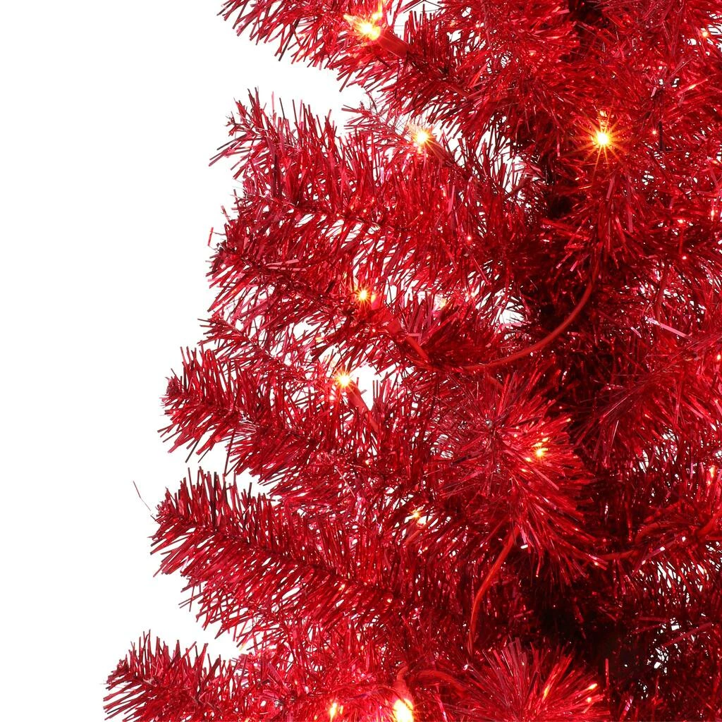 Best reviews of π 6 Pack: 4.5ft. Pre-Lit Red Tinsel Artificial π Christmas Tree, Clear Lights by Puleo International π 5 Best reviews of π 6 Pack: 4.5ft. Pre-Lit Red Tinsel Artificial π Christmas Tree, Clear Lights by Puleo International π - Image 3