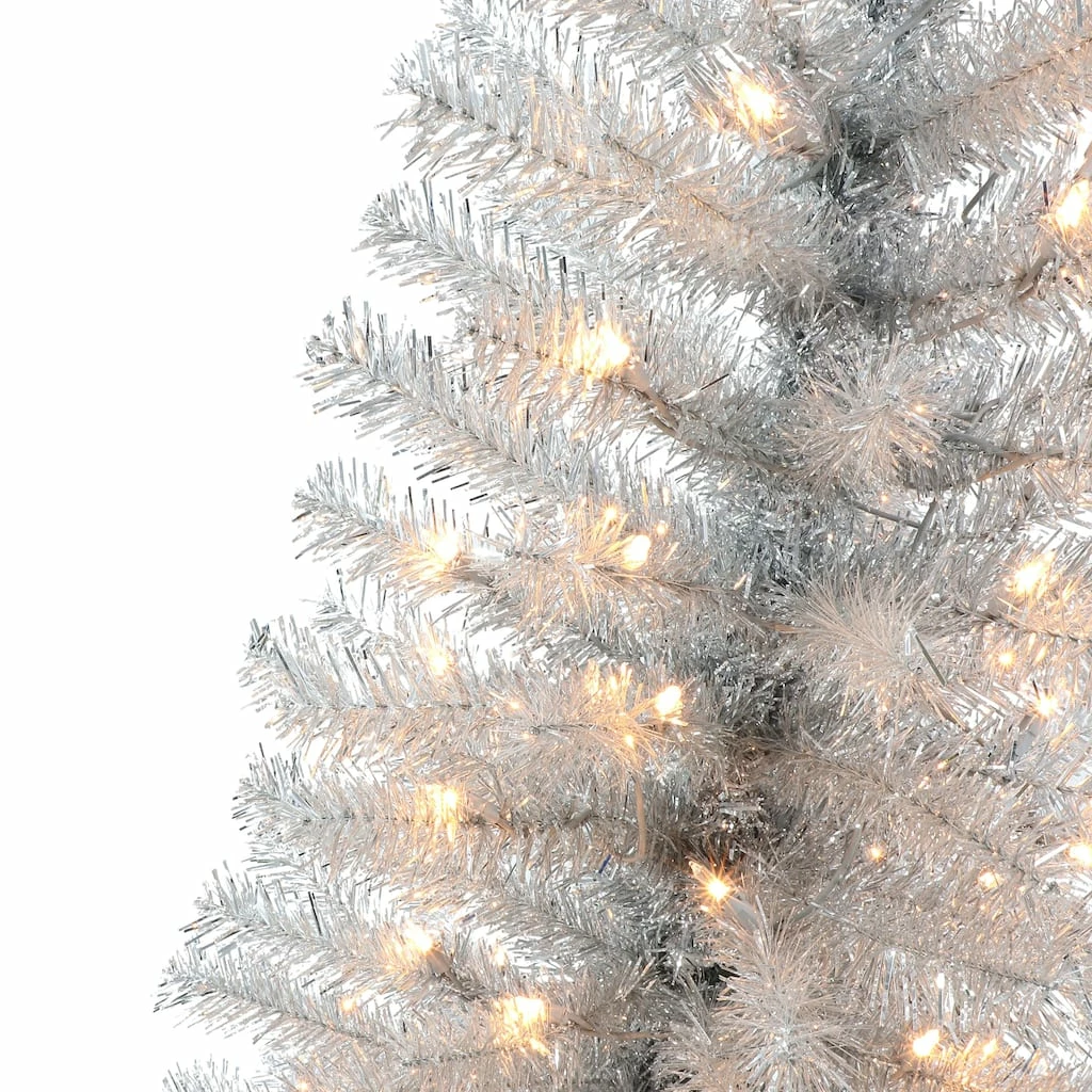 Budget π 6 Pack: 4.5ft. Pre-Lit Tinsel Artificial π Christmas Tree, Clear Lights by Puleo International π― 5 Budget π 6 Pack: 4.5ft. Pre-Lit Tinsel Artificial π Christmas Tree, Clear Lights by Puleo International π― - Image 3