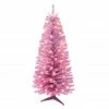 Flash Sale 🧨 6 Pack: 4.5ft. Pre-Lit Pink Tinsel Artificial 🎅 Christmas Tree, Clear Lights by Puleo International 😀