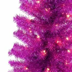 Buy 🥰 6 Pack: 4.5ft. Pre-Lit Purple Tinsel Artificial 🎄 Christmas Tree, Clear Lights by Puleo International ⭐ -Christmas Shop D659659S 2