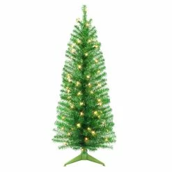 Flash Sale 🔥 6 Pack: 4.5ft. Pre-Lit Green Tinsel Artificial 🎄 Christmas Tree, Clear Lights by Puleo International 😀