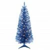 Coupon ✔️ 6 Pack: 4.5ft. Pre-Lit Blue Tinsel Artificial 🎅 Christmas Tree, Clear Lights by Puleo International 🎁 -Christmas Shop D659701S 1