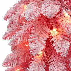 Hot Sale ⭐ 6 Pack: 4ft. Pre-Lit Flocked Pink Alpine Artificial 🎄 Christmas Tree, Clear Lights by Puleo International 😀 -Christmas Shop D659703S 2