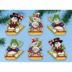 New 👏 Design Works™ Sledding Snowman Plastic Canvas Ornament Kit ❤️ -Christmas Shop D661108S 3