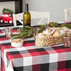 Flash Sale ❤️ Cardinal Red Tri Color Check Tablecloth 60" x 120" by DII ⌛ -Christmas Shop D666414S 4