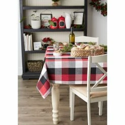 Flash Sale ❤️ Cardinal Red Tri Color Check Tablecloth 60" x 120" by DII ⌛ -Christmas Shop D666414S 5