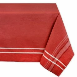Deals 🎁 Tango Red French Chambray Tablecloth 60" x 104" by DII 🌟