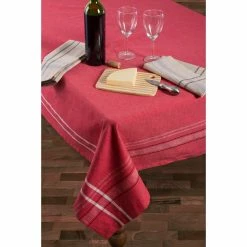Deals 🎁 Tango Red French Chambray Tablecloth 60" x 104" by DII 🌟 -Christmas Shop D666827S 4
