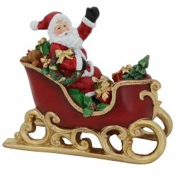 Coupon ⭐ 9.5" Red & Gold Waving Santa Sitting in a Sleigh 🔔 Christmas Decoration by Northlight 🎁