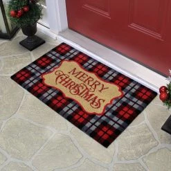 Top 10 🎉 Red & Black Plaid "Merry 🎄 Christmas" Rectangular Doormat by Northlight ⭐ -Christmas Shop D676581S 3