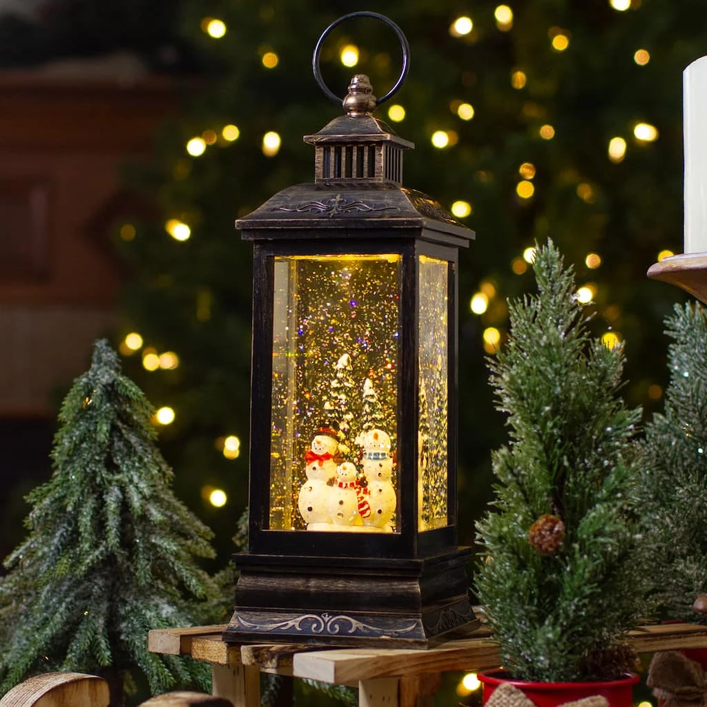 Best Sale π 11" Black with Brushed Gold LED Snowman Family π Christmas Lantern Snow Globe by Northlight β¨ 4 Best Sale π 11" Black with Brushed Gold LED Snowman Family π Christmas Lantern Snow Globe by Northlight β¨ - Image 2
