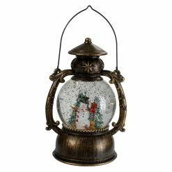 Best reviews of 🔔 8" Black with Brushed Gold LED Snowman & 🎁 Christmas Trees Snow Globe Lantern by Northlight 💯