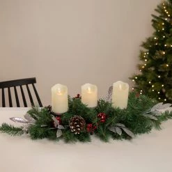 Brand new 😍 32" Frosted Pine Cone & Berries Artificial ❄ Christmas Candle Holder Centerpiece by Northlight ⭐ -Christmas Shop D676733S 3