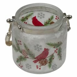 Deals 🤩 4" Hand Painted 🎄 Christmas Cardinal & Pine Flameless Glass 🎄 Christmas Candle Holder by Northlight 🔔 -Christmas Shop D676735S 3