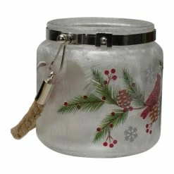 Deals 🤩 4" Hand Painted 🎄 Christmas Cardinal & Pine Flameless Glass 🎄 Christmas Candle Holder by Northlight 🔔 -Christmas Shop D676735S 5