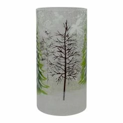 Budget 😍 8" Hand Painted 🎅 Christmas Pine Trees Flameless Glass Candle Holder by Northlight 🥰 -Christmas Shop D676736S 3