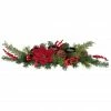 Hot Sale 🥰 32" Artificial Mixed Pine Berries & Poinsettia 🎁 Christmas Candle Holder Centerpiece by Northlight 😀 -Christmas Shop D676738S 1