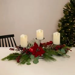 Top 10 🔔 32" Triple Candle Holder With Red Berry & Poinsettia 🎄 Christmas Décor by Northlight 🌟 -Christmas Shop D676739S 3