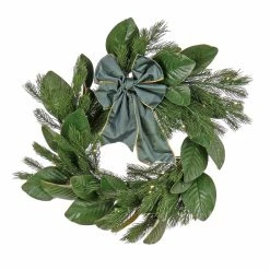 Budget 🧨 24'' LED Magnolia Mix Pine Wreath with Fabric Bow by National Tree Company 🌟