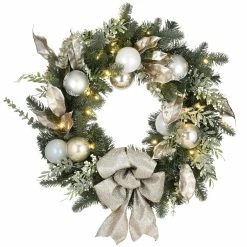 Deals π 24" Pre-Lit Yuletide Glam Decorated Wreath with Bow by National Tree Company π