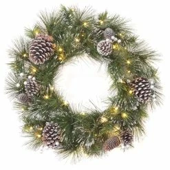 Cheap π 24'' LED Whitter Pine Wreath by National Tree Company β