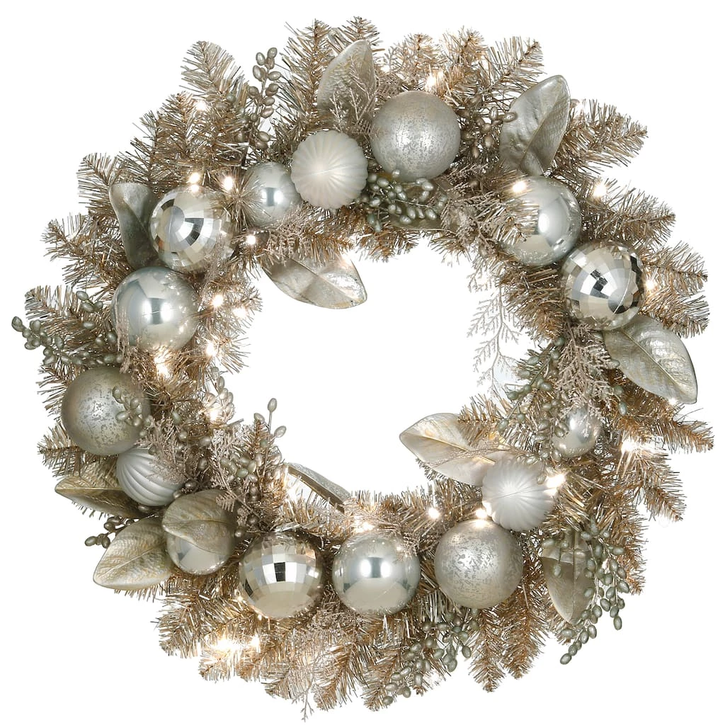 Brand new π 24'' Pre-Lit Yuletide Glam Silver Decorated Wreath by National Tree Company π 3 Brand new π 24'' Pre-Lit Yuletide Glam Silver Decorated Wreath by National Tree Company π