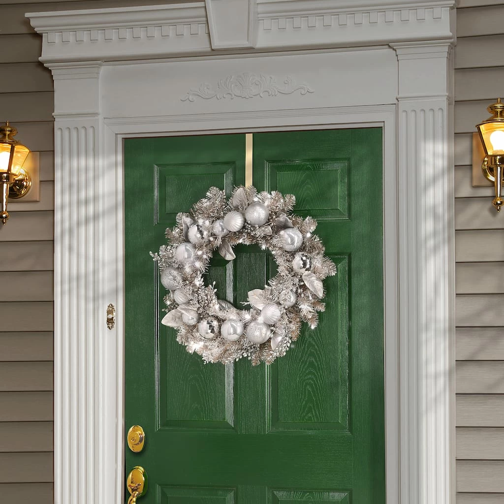 Brand new π 24'' Pre-Lit Yuletide Glam Silver Decorated Wreath by National Tree Company π 4 Brand new π 24'' Pre-Lit Yuletide Glam Silver Decorated Wreath by National Tree Company π - Image 2