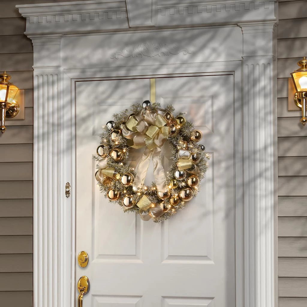 Brand new π 28" Warm White LED Gold Ornament Metallic Wreath by National Tree Company π 4 Brand new π 28" Warm White LED Gold Ornament Metallic Wreath by National Tree Company π - Image 2