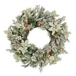 New 😍 26" Warm White LED Frosted Colonial Wreath by National Tree Company ❤️