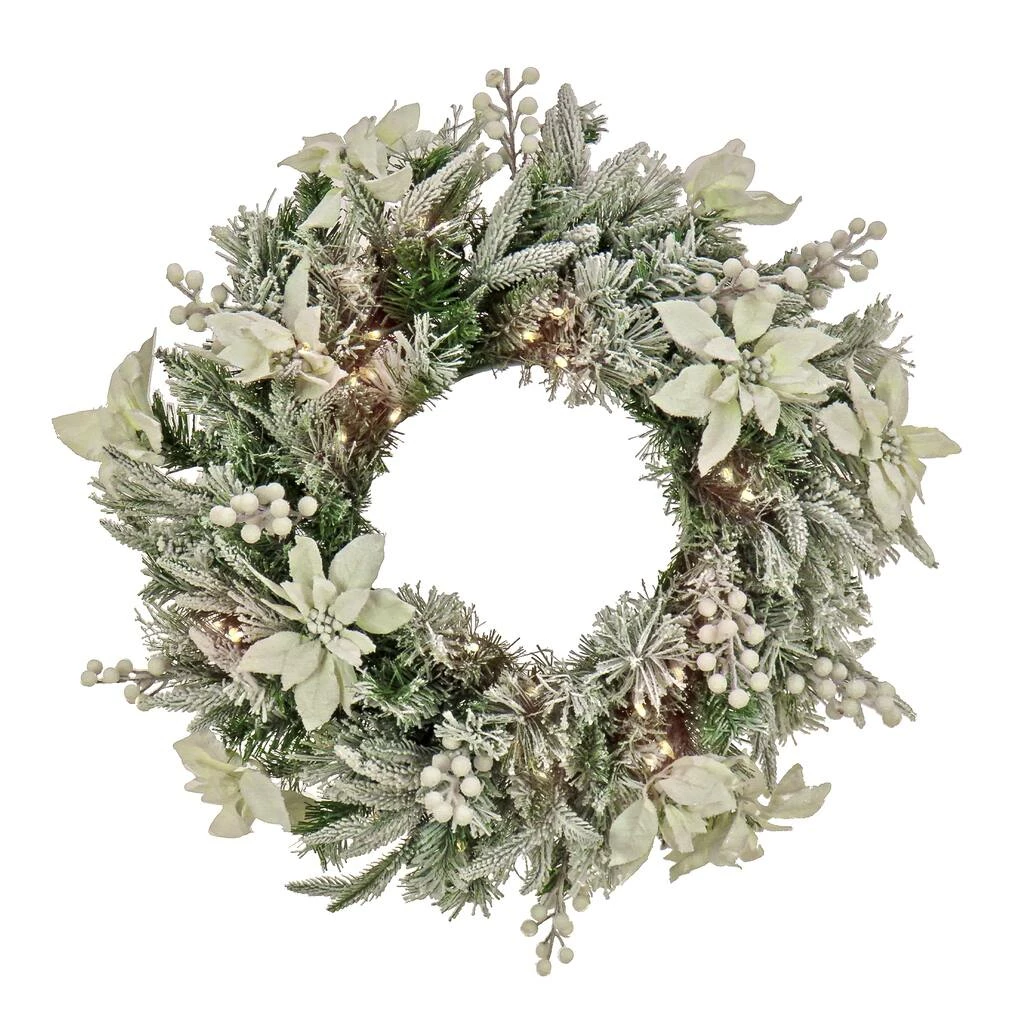 New 😍 26" Warm White LED Frosted Colonial Wreath by National Tree Company ❤️ 3 New 😍 26" Warm White LED Frosted Colonial Wreath by National Tree Company ❤️
