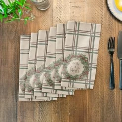 Best Pirce 😍 Merry & Bright Plaid Cotton Twill Napkin by Designs Direct 😉 -Christmas Shop D679500S 3