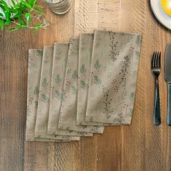 Best reviews of 👍 Pine Greenery on Brown Cotton Twill Napkin by Designs Direct 🧨 -Christmas Shop D679505S 3
