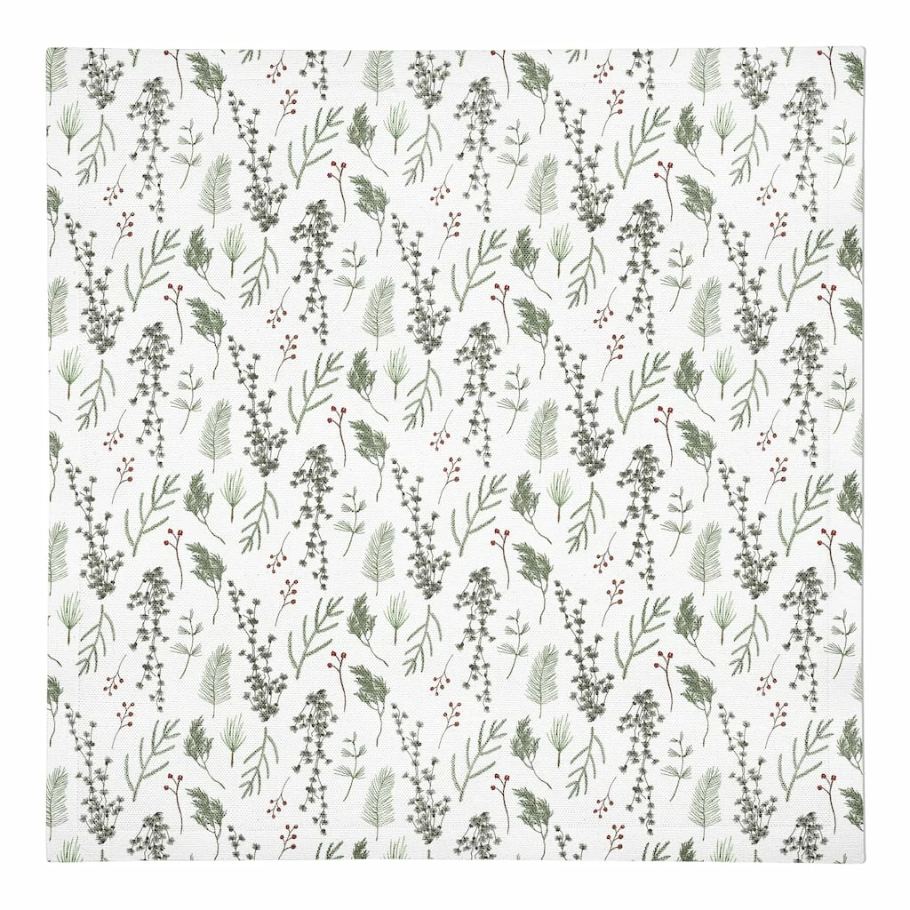 New π Pine Greenery on White Cotton Twill Napkin by Designs Direct π 3 New π Pine Greenery on White Cotton Twill Napkin by Designs Direct π
