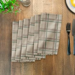Discount 🔥 Holiday Plaid on Brown Cotton Twill Napkin by Designs Direct 🛒 -Christmas Shop D679511S 3