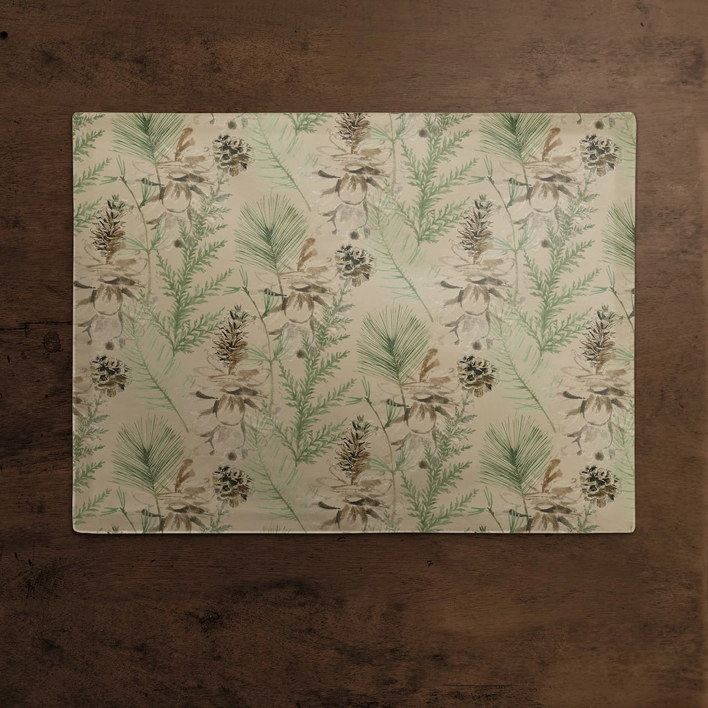 New π Pine Cones & Greenery on Brown Cotton Twill Placemat by Designs Direct π 4 New π Pine Cones & Greenery on Brown Cotton Twill Placemat by Designs Direct π - Image 2